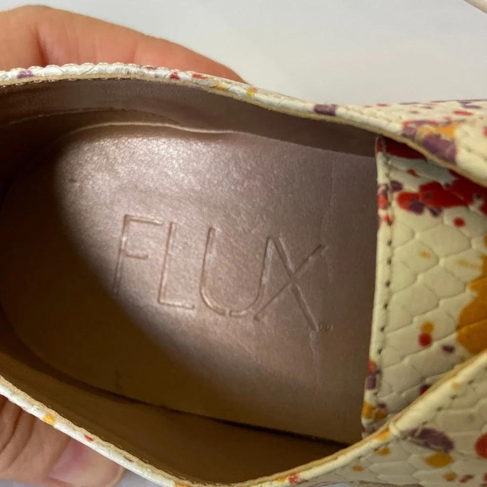 Flux Madalyn Expadrille Sneakers White Paint Splatter Leather Womens US 6
